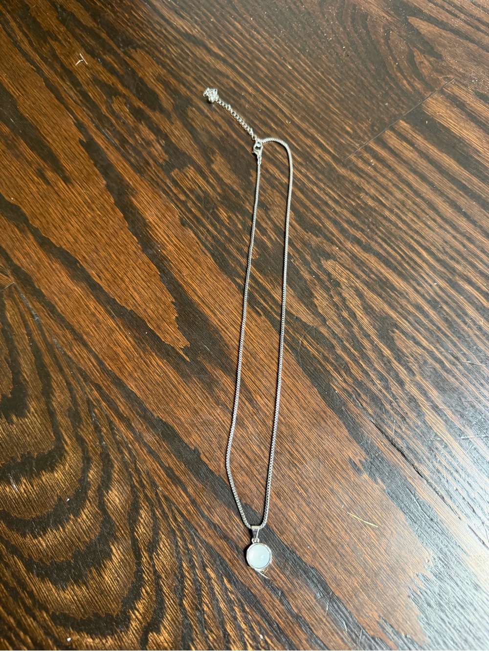 Silver-tone White Stone Pendant Necklace